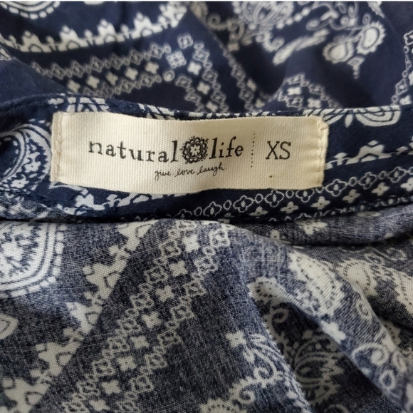 Natural Life Skirt Ginger Boho Maxi Side Slit Navy/White Bandana (Size XS) - Picture 3 of 5